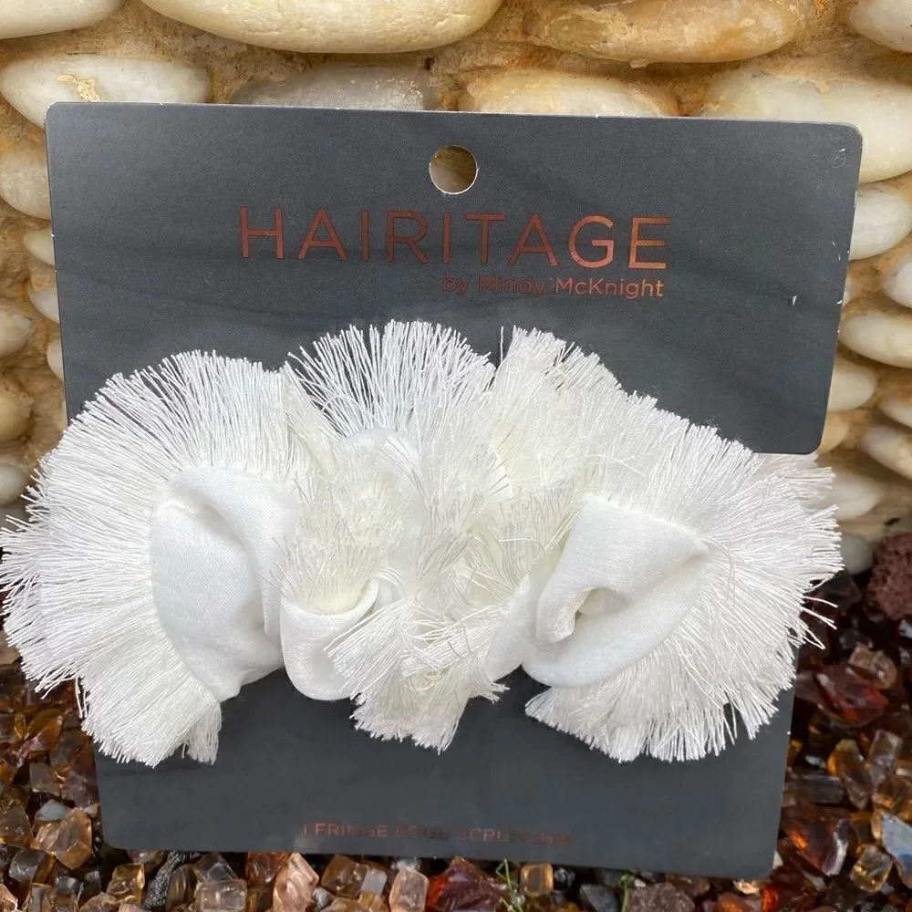 Hairitage Stretch It Out Hair Comb/Tan Raffia Headband & White Scrunchie. NWT